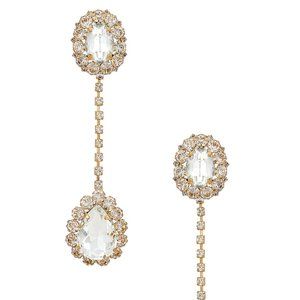 NEW 8 Other Reasons Crystal Drop Earrings in Gold Dangling Hanging Statement